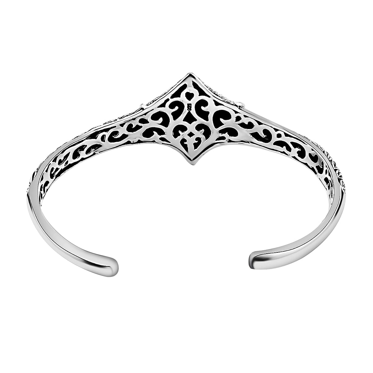 Bali Legacy African Amethyst Owl Cuff Bracelet in Sterling Silver (7.25 In) 23.30 Grams 0.25 ctw image number 4