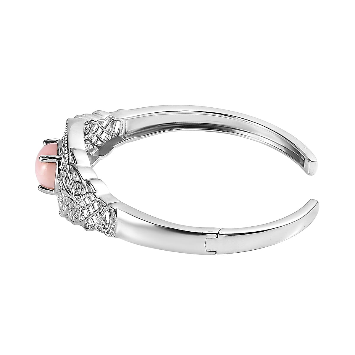 Karis Peruvian Pink Opal Cuff Bracelet in Platinum Bond (7.25 in) 4.75 ctw image number 3
