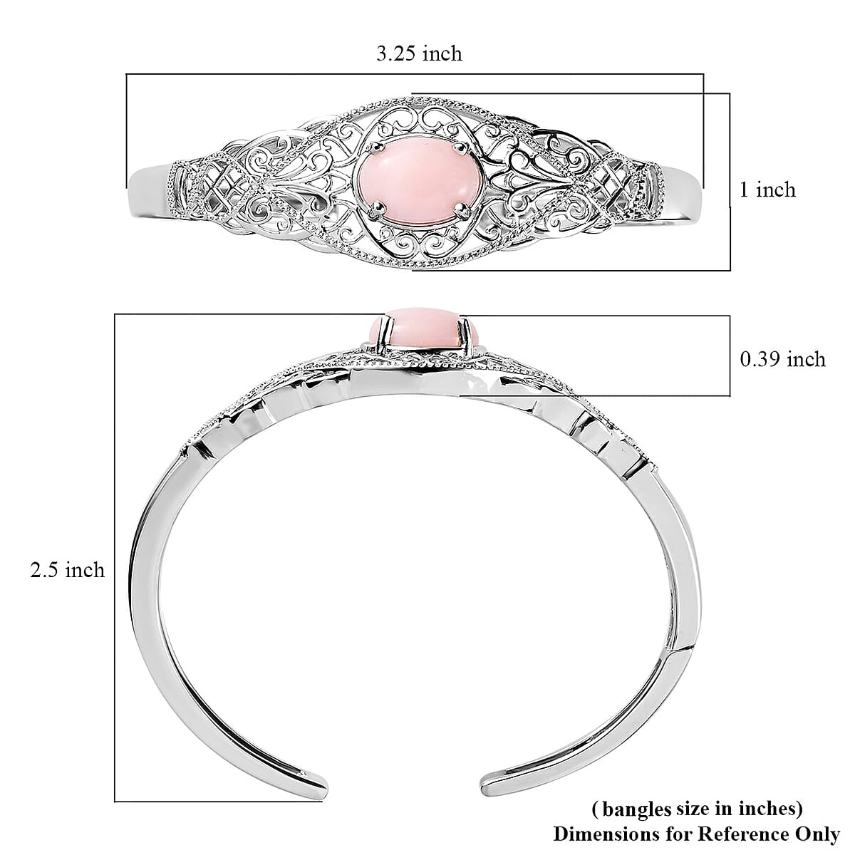 Karis Peruvian Pink Opal Cuff Bracelet in Platinum Bond (7.25 in) 4.75 ctw image number 5
