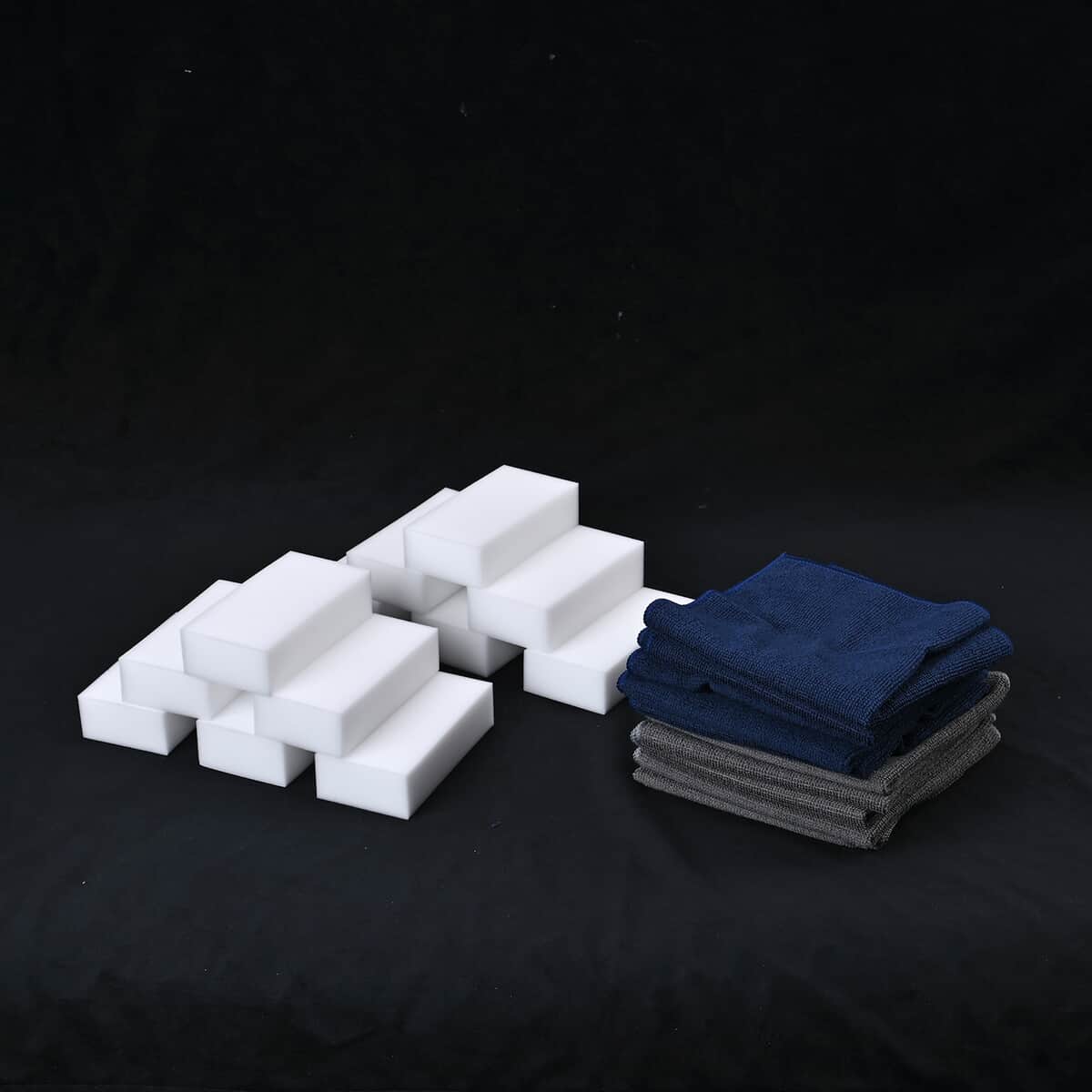 Symphony Home 22pcs Set - 12pcs Multi-Functional Magic Eraser Sponge with 10pcs Microfiber Cleaning Towel image number 0