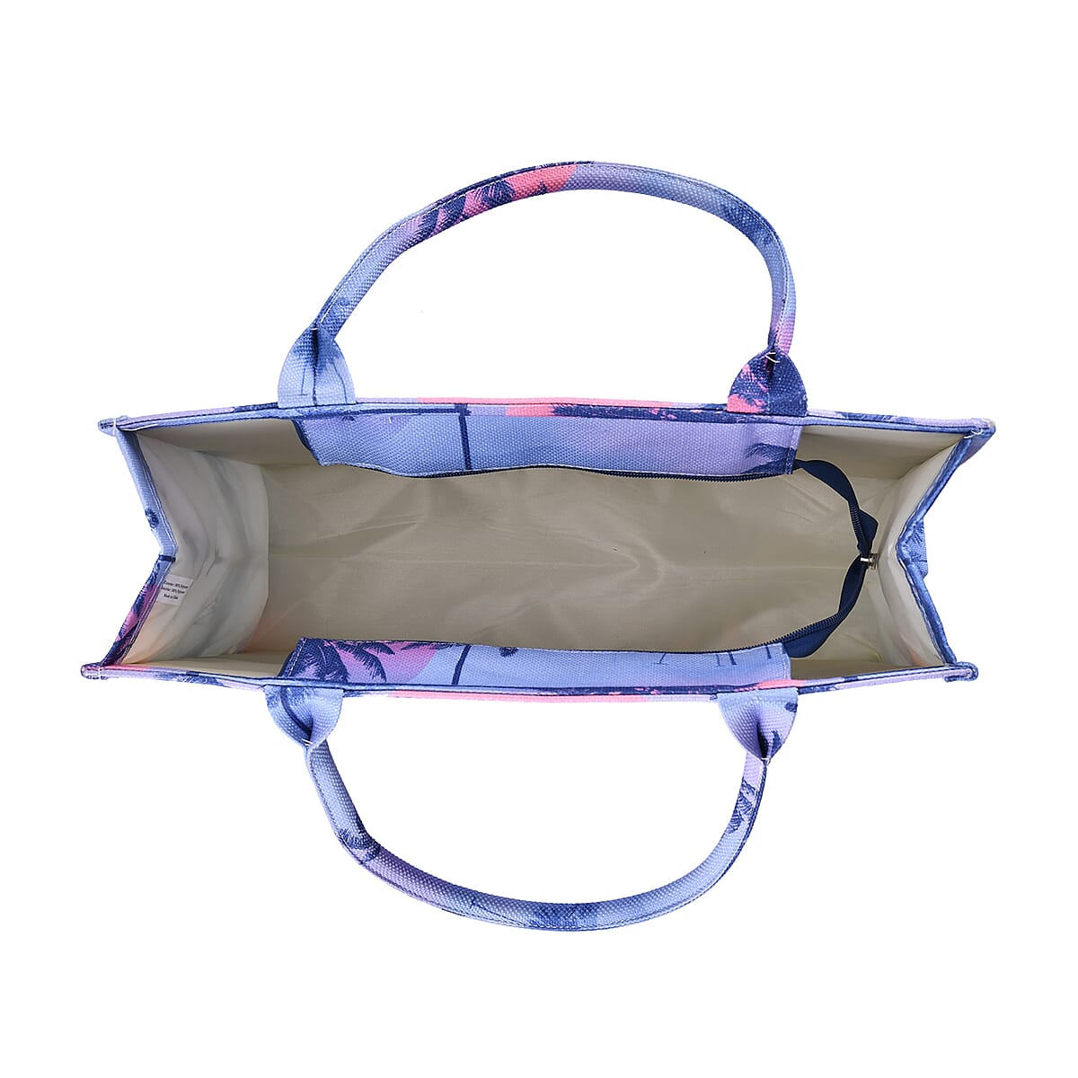 Blue with Sunset Printed Hand Washable Tote Bag For Women With Zipper Closure and Handle Drop (17x6.3x13.8) image number 4