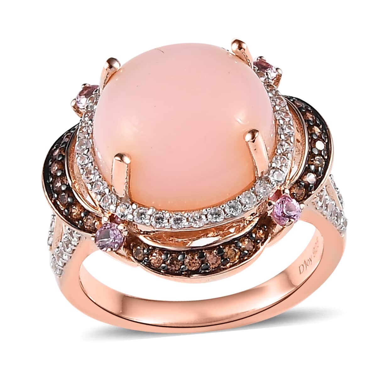 Peruvian Pink Opal and Multi Gemstone Ring in Vermeil Rose Gold Over Sterling Silver (Size 10.0) 5.70 ctw image number 0