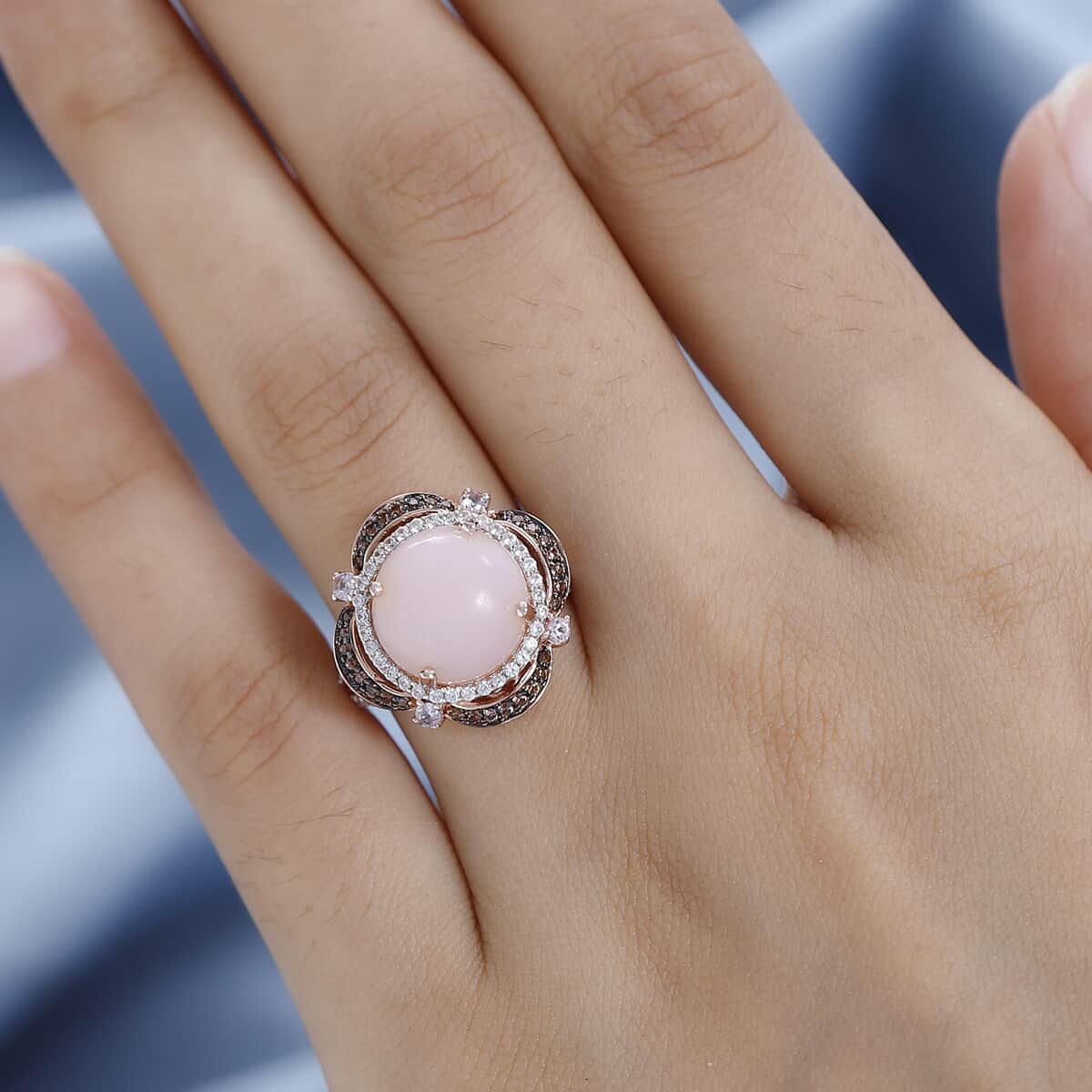 Peruvian Pink Opal and Multi Gemstone Ring in Vermeil Rose Gold Over Sterling Silver (Size 10.0) 5.70 ctw image number 2