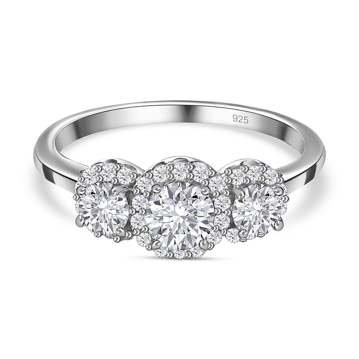 Moissanite 0.68 ctw Ring in Platinum Over Sterling Silver (Size 9.0)