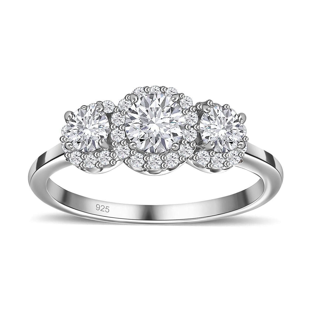 Moissanite 0.68 ctw Ring in Platinum Over Sterling Silver (Size 9.0)