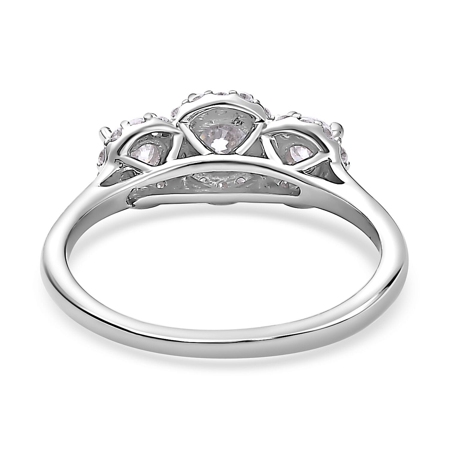 Moissanite 0.68 ctw Ring in Platinum Over Sterling Silver (Size 9.0)