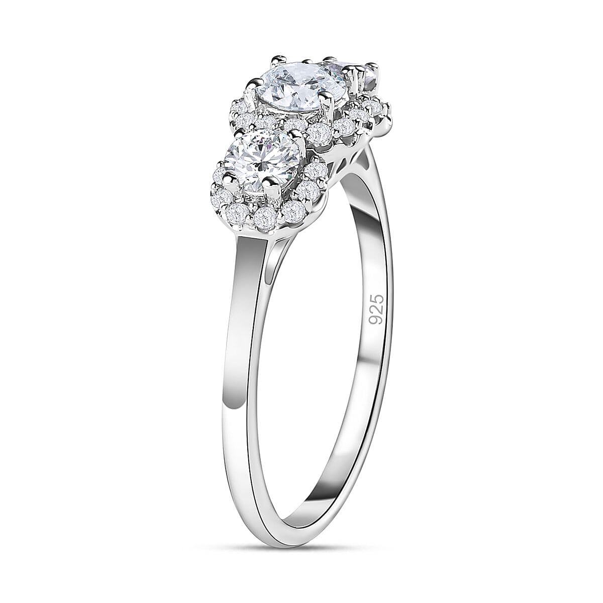 Moissanite 0.68 ctw Ring in Platinum Over Sterling Silver (Size 9.0)