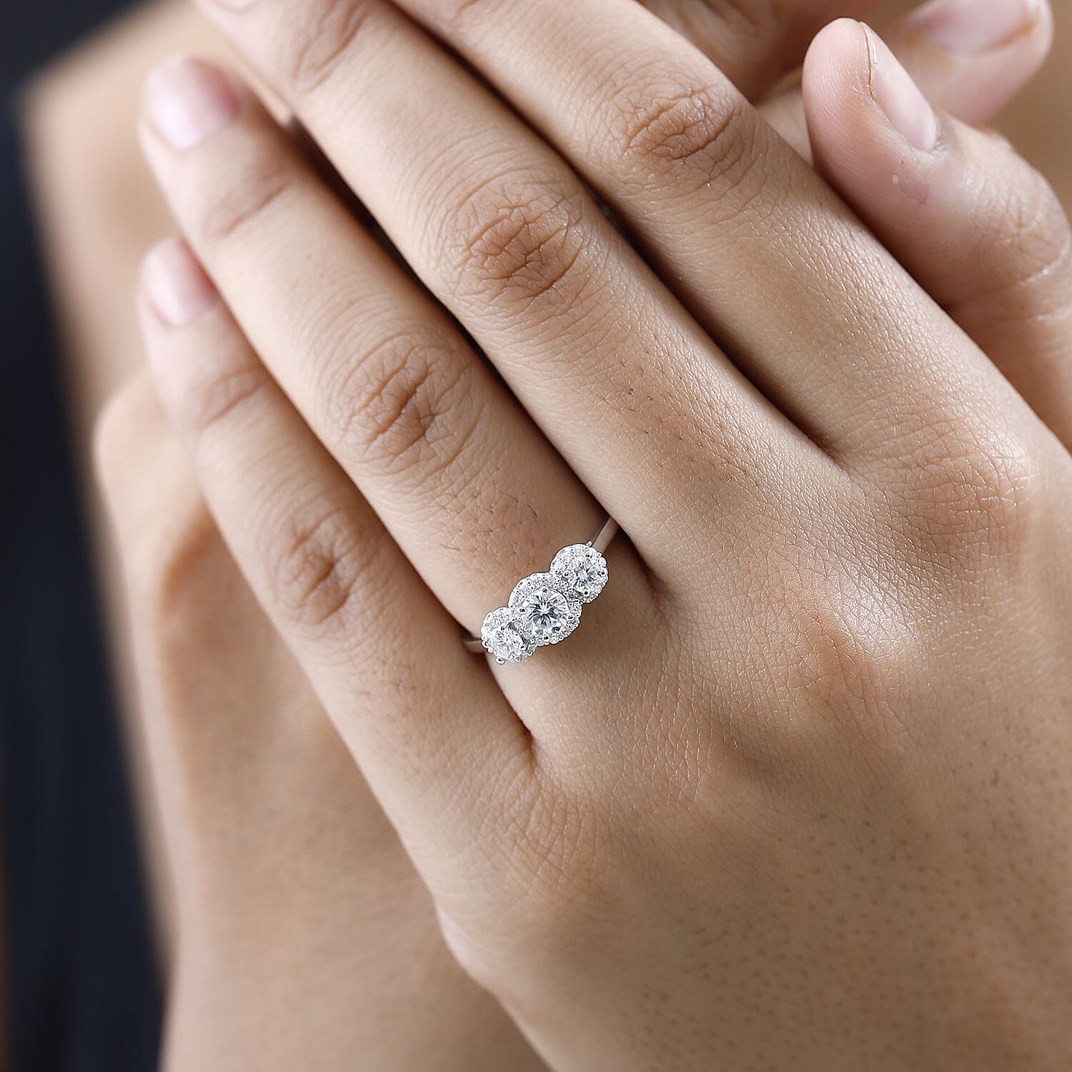 Moissanite 0.68 ctw Ring in Platinum Over Sterling Silver (Size 9.0)