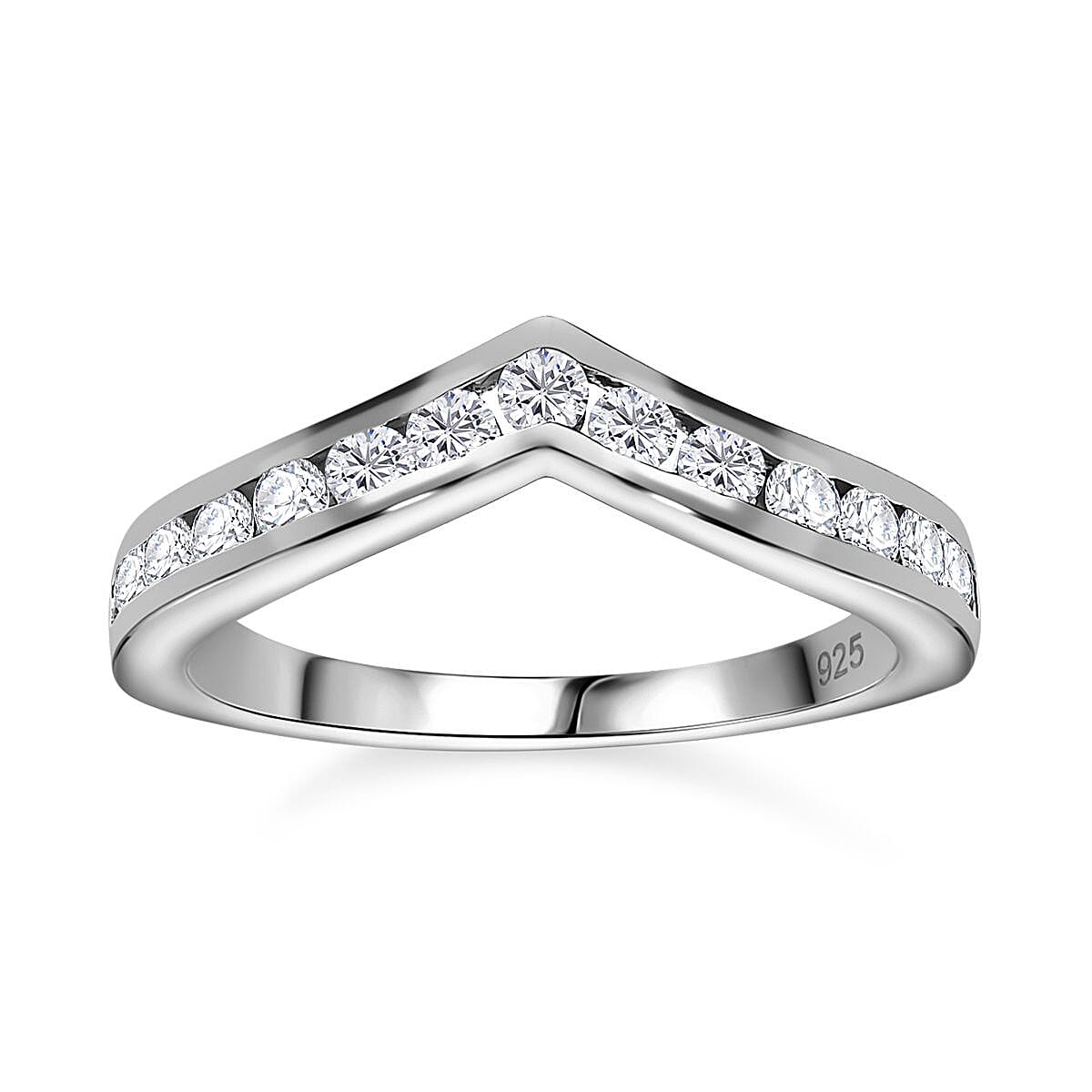 Moissanite 0.50 ctw Ring in Platinum Over Sterling Silver (Size 11.5)