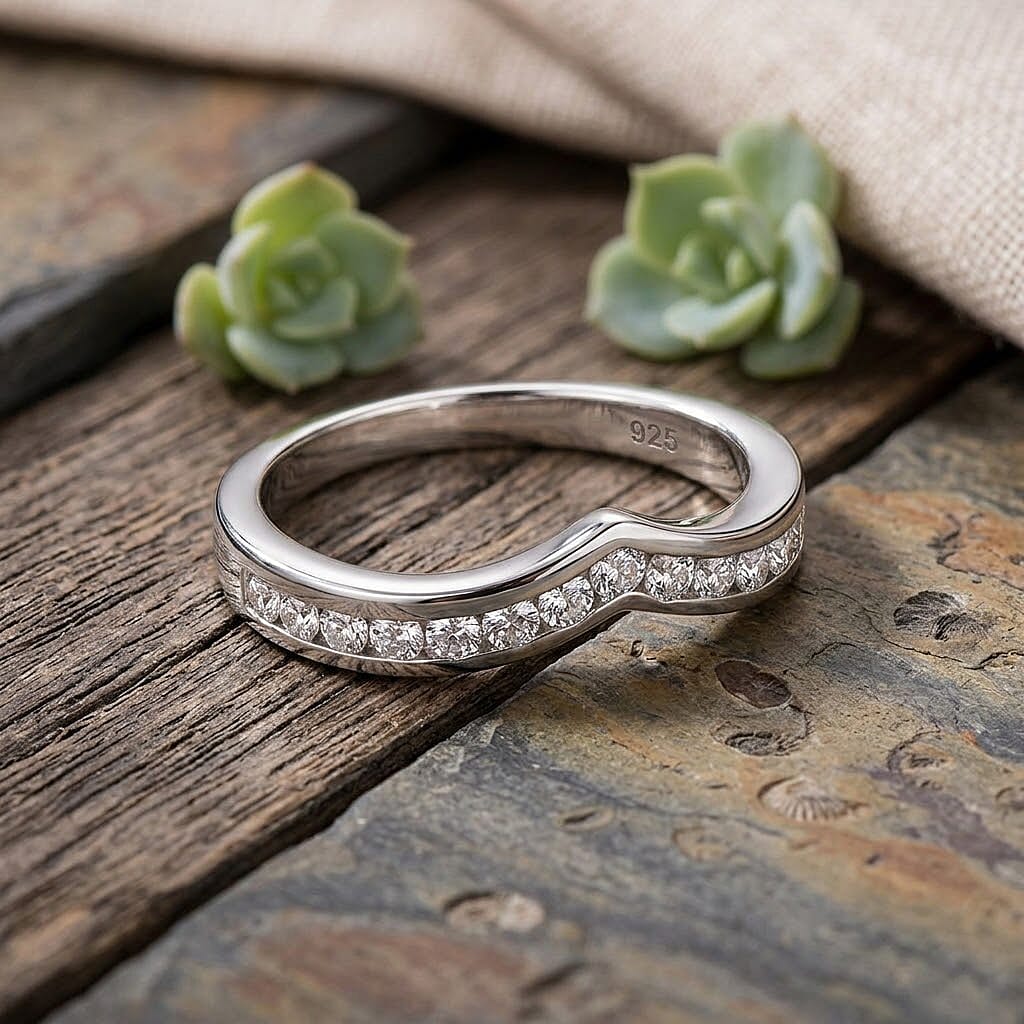 Moissanite 0.50 ctw Ring in Platinum Over Sterling Silver (Size 11.5)
