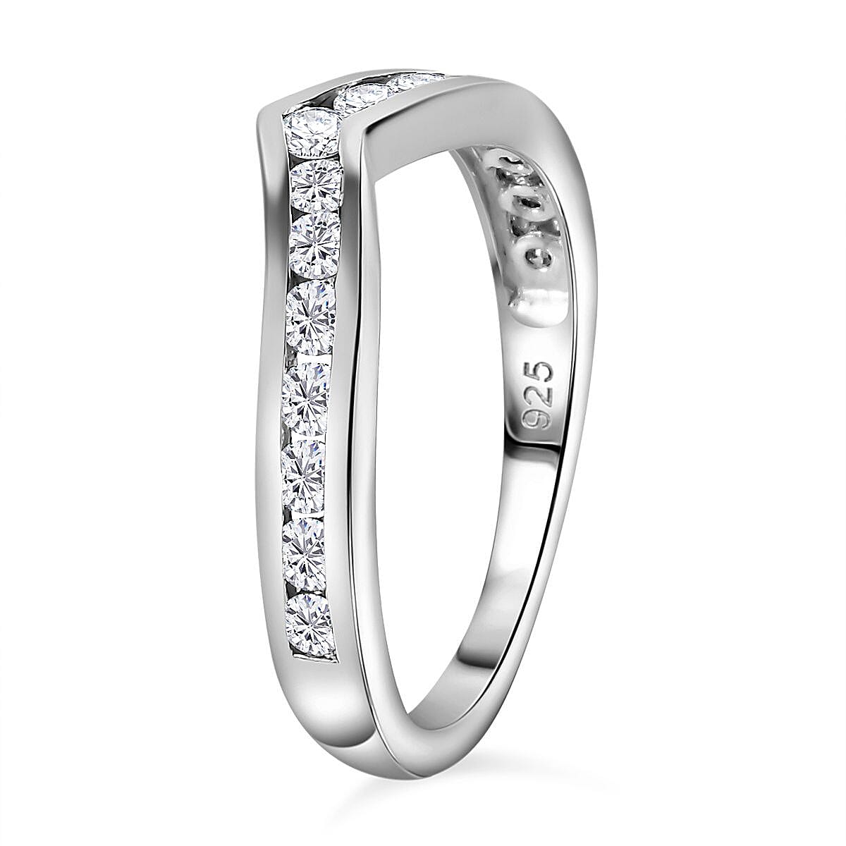 Moissanite 0.50 ctw Ring in Platinum Over Sterling Silver (Size 11.5)