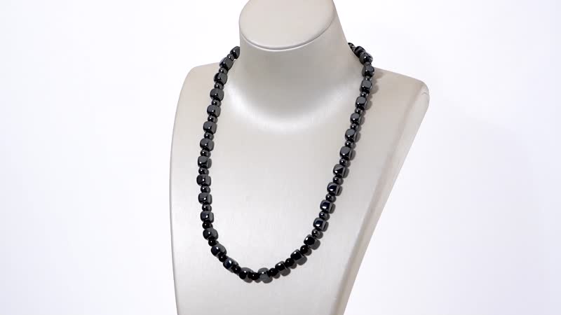 Shungite and Hematite Beaded Necklace 20 Inches in Silvertone 477.50 ctw
