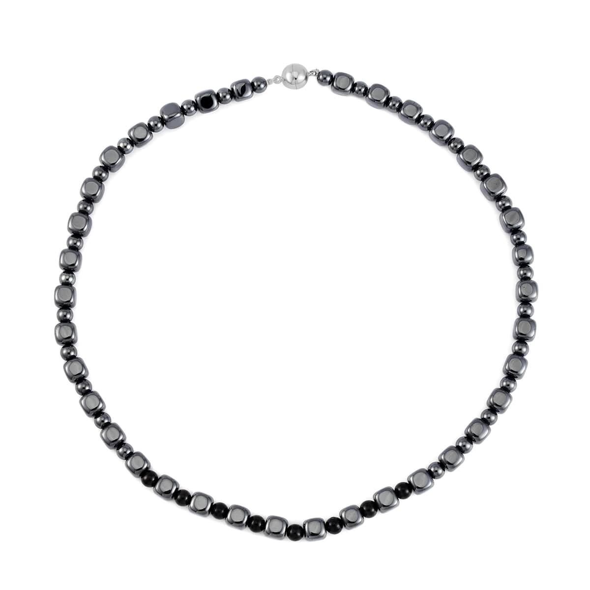 Shungite and Hematite Beaded Necklace 20 Inches in Silvertone 477.50 ctw image number 2