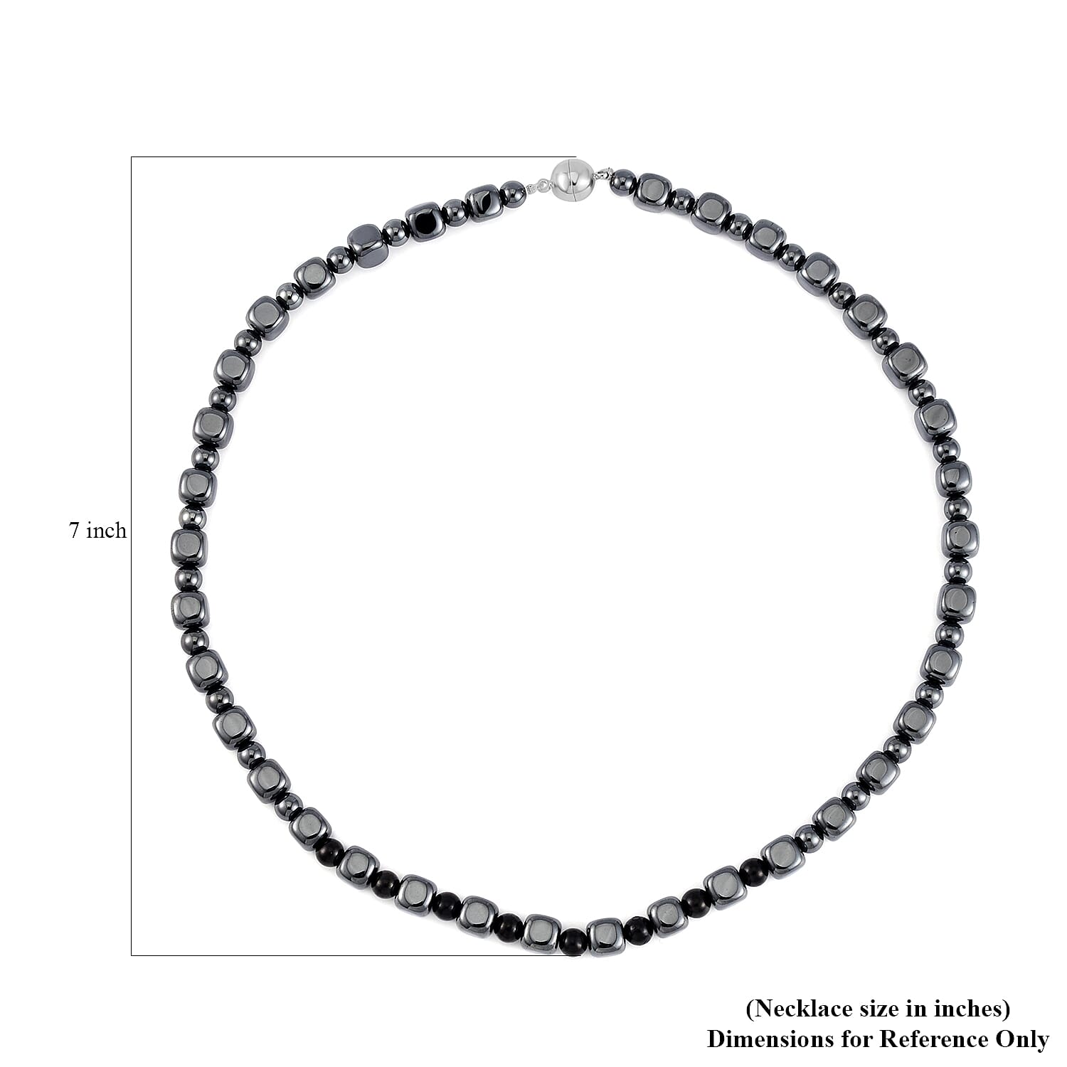Shungite and Hematite 477.50 ctw Beaded Necklace in Silvertone 20 Inches 
