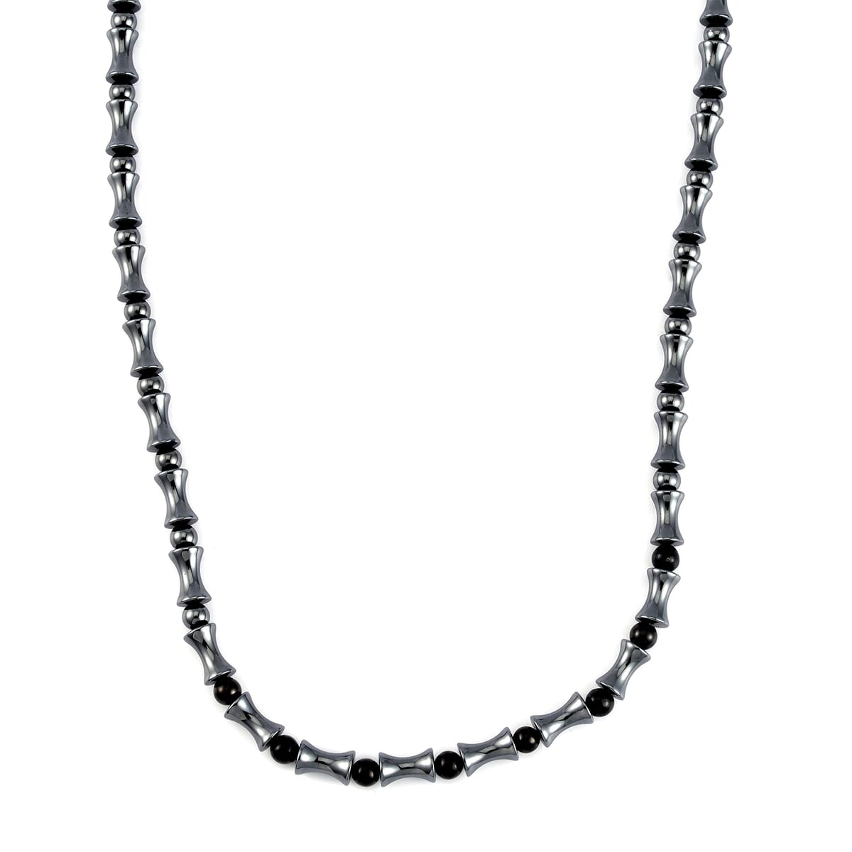 Shungite and Hematite 307.35 ctw Beaded Necklace in Silvertone 20 Inches image number 0