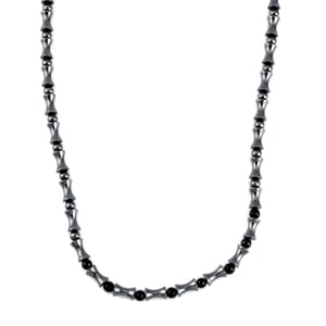 Shungite and Hematite 307.35 ctw Beaded Necklace in Silvertone 20 Inches
