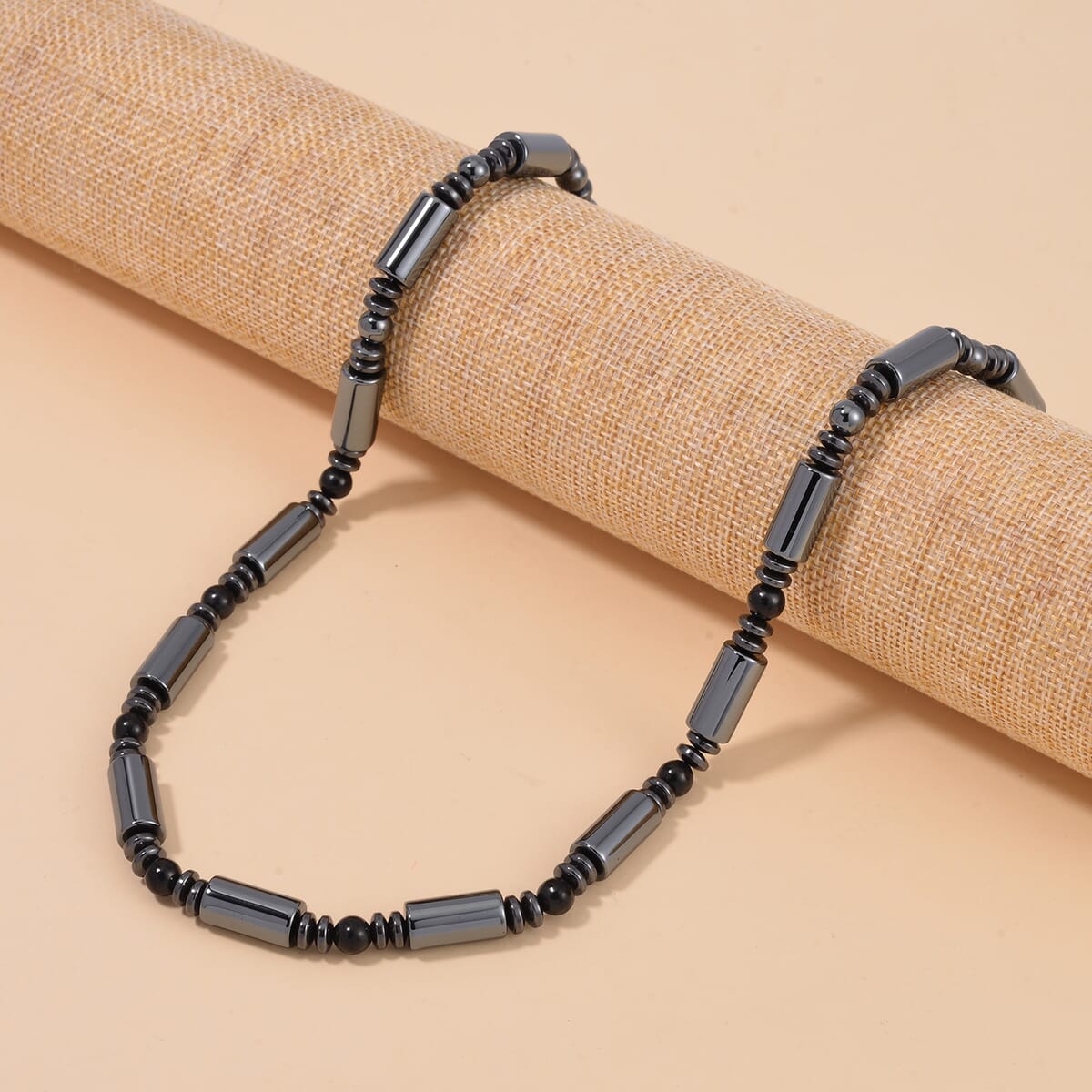 Shungite and Hematite 427.50 ctw Beaded Necklace in Silvertone 20 Inches   image number 1