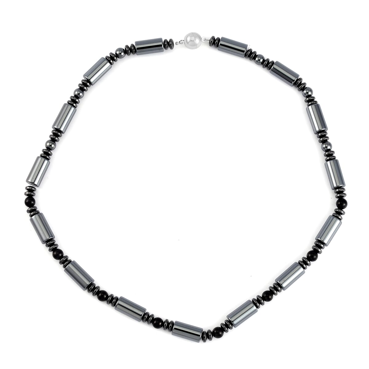 Shungite and Hematite 427.50 ctw Beaded Necklace in Silvertone 20 Inches   image number 2