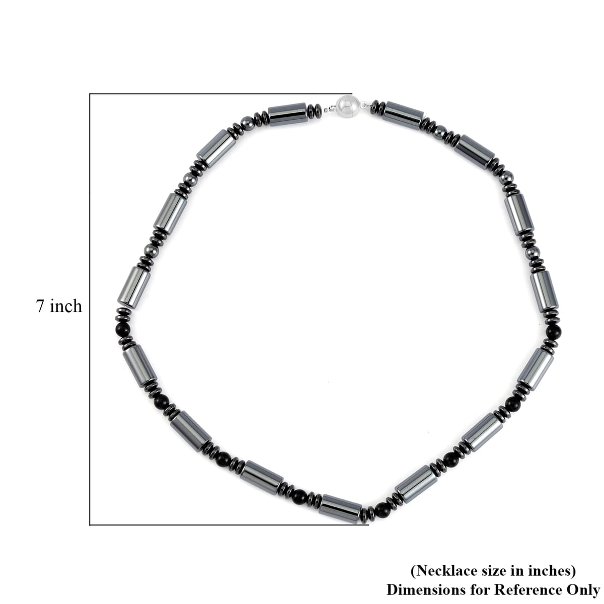 Shungite and Hematite 427.50 ctw Beaded Necklace in Silvertone 20 Inches   image number 4