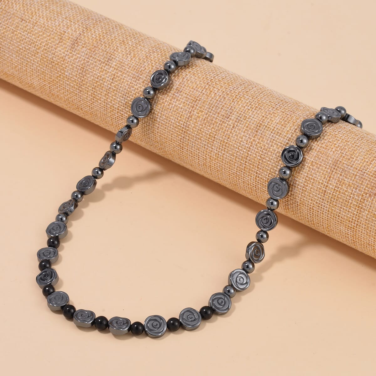 Shungite and Hematite 268.90 ctw Beaded Necklace in Silvertone 20 Inches image number 1