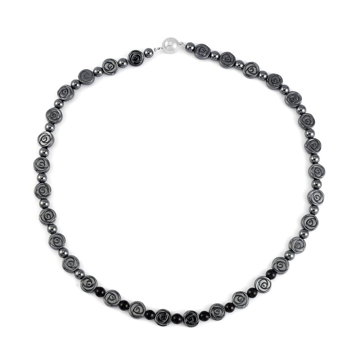 Shungite and Hematite 268.90 ctw Beaded Necklace in Silvertone 20 Inches image number 2