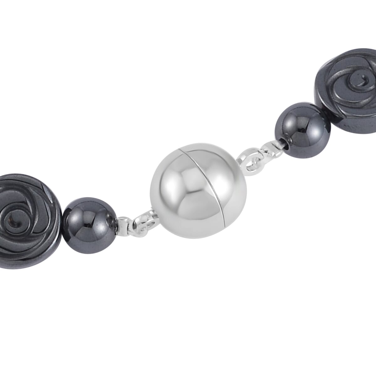 Shungite and Hematite 268.90 ctw Beaded Necklace in Silvertone 20 Inches image number 3