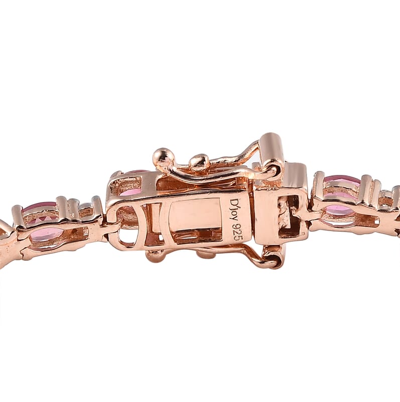 Premium Natural Calabar Pink Tourmaline and Moissanite Tennis Bracelet in Vermeil Rose Gold Over Sterling Silver (6.50 In) 5.00 ctw