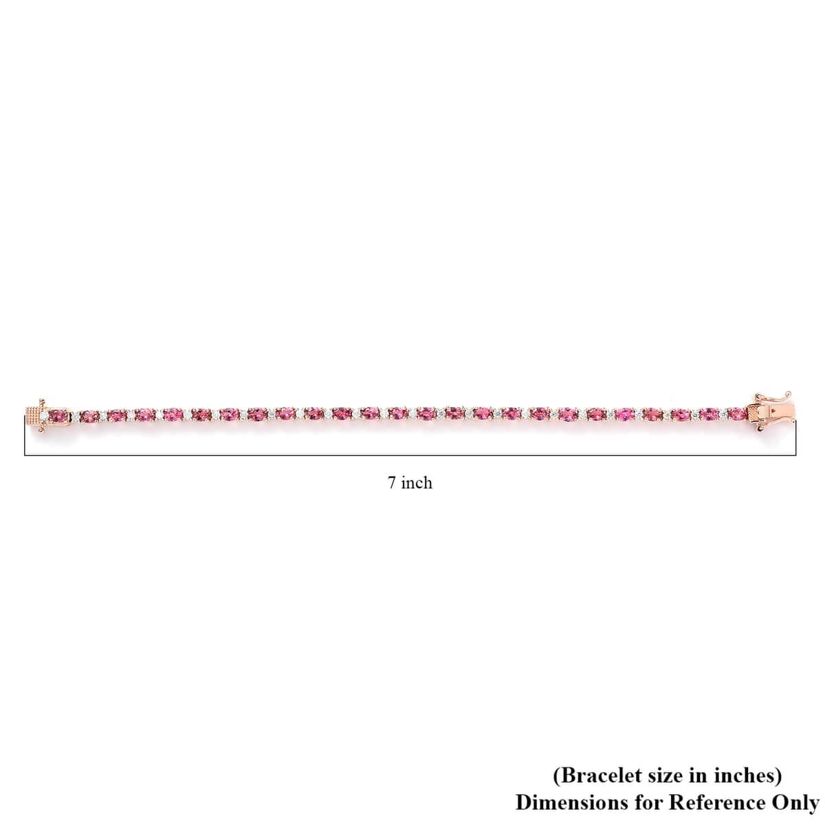 Premium Natural Calabar Pink Tourmaline and Moissanite Tennis Bracelet in Vermeil Rose Gold Over Sterling Silver (6.50 In) 5.00 ctw image number 4