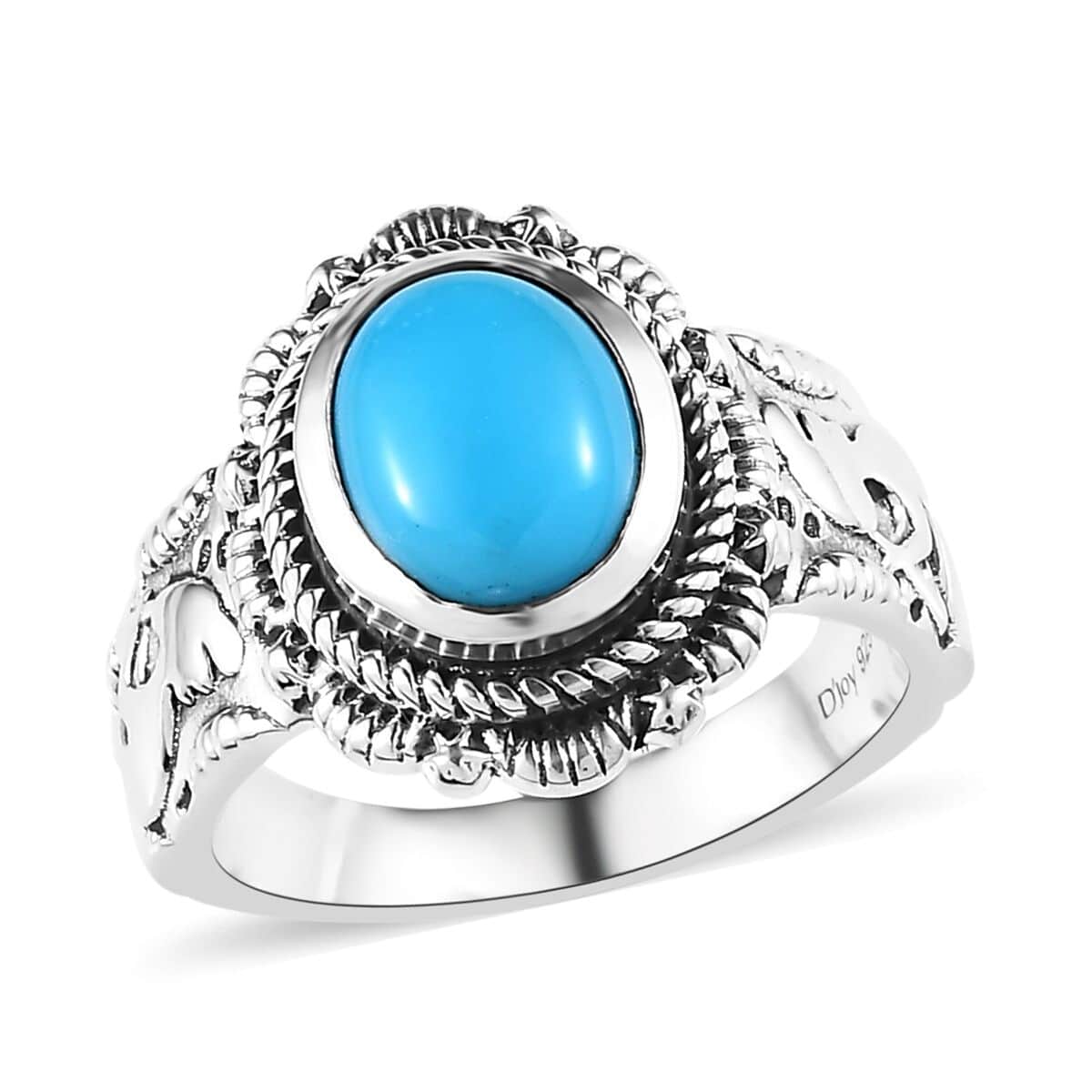 Artisan Crafted Sleeping Beauty Turquoise Kokopelli Ring in Sterling Silver (Size 10.0) 1.50 ctw image number 0