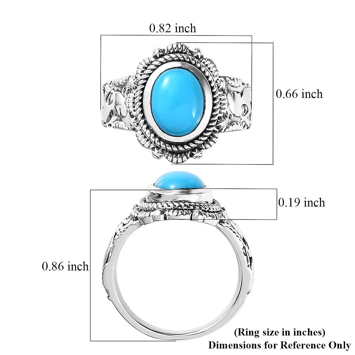 Artisan Crafted Sleeping Beauty Turquoise Kokopelli Ring in Sterling Silver (Size 10.0) 1.50 ctw