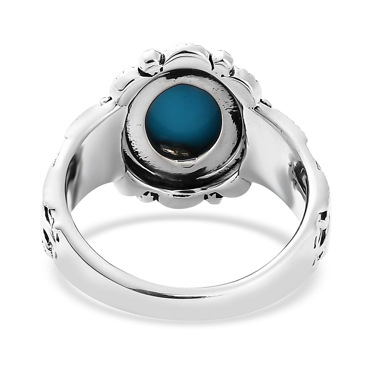 D'Joy Artisan Crafted Sleeping Beauty Turquoise Kokopelli Ring in Sterling Silver (Size 7.0) 1.50 ctw image number 4