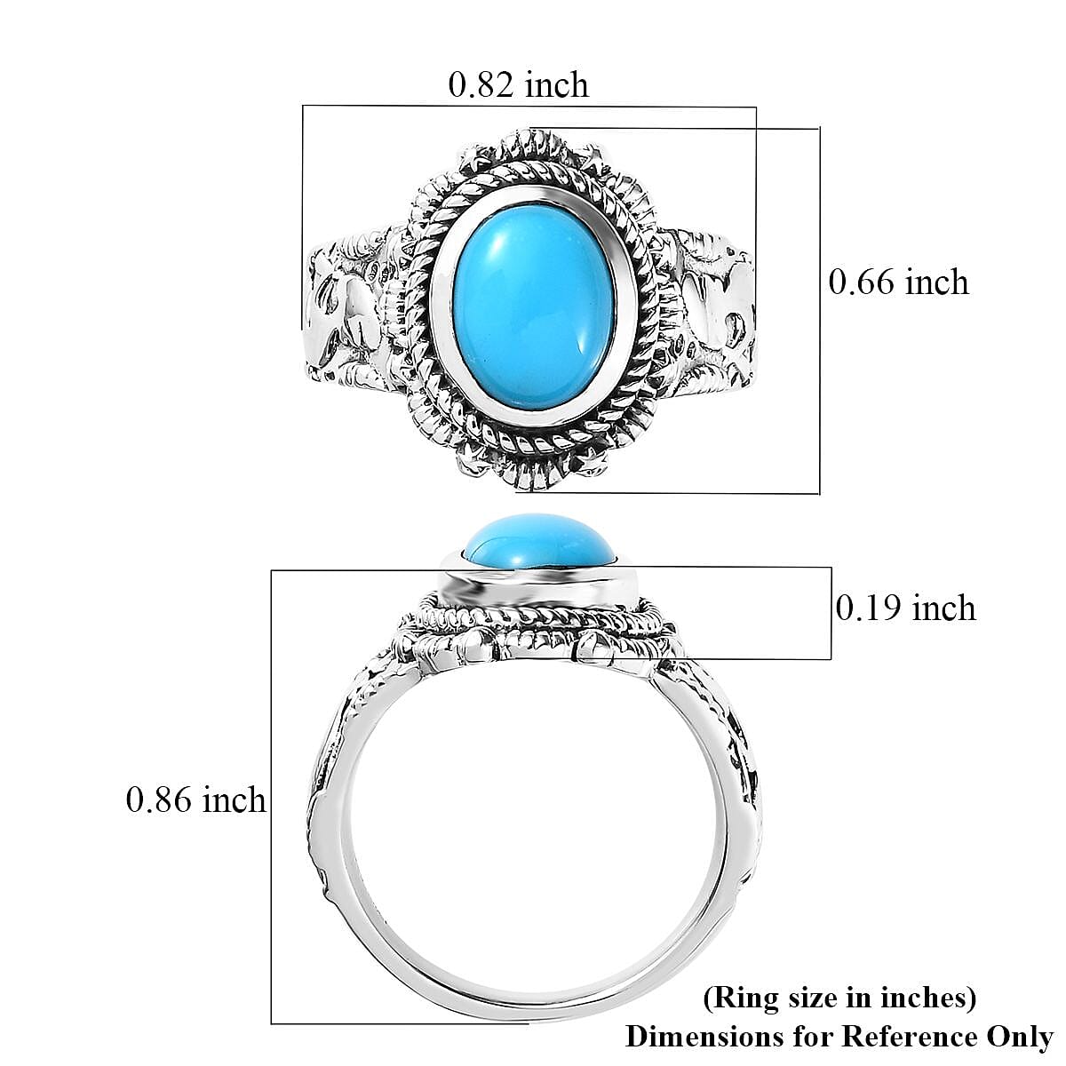 D'Joy Artisan Crafted Sleeping Beauty Turquoise Kokopelli Ring in Sterling Silver (Size 7.0) 1.50 ctw image number 5