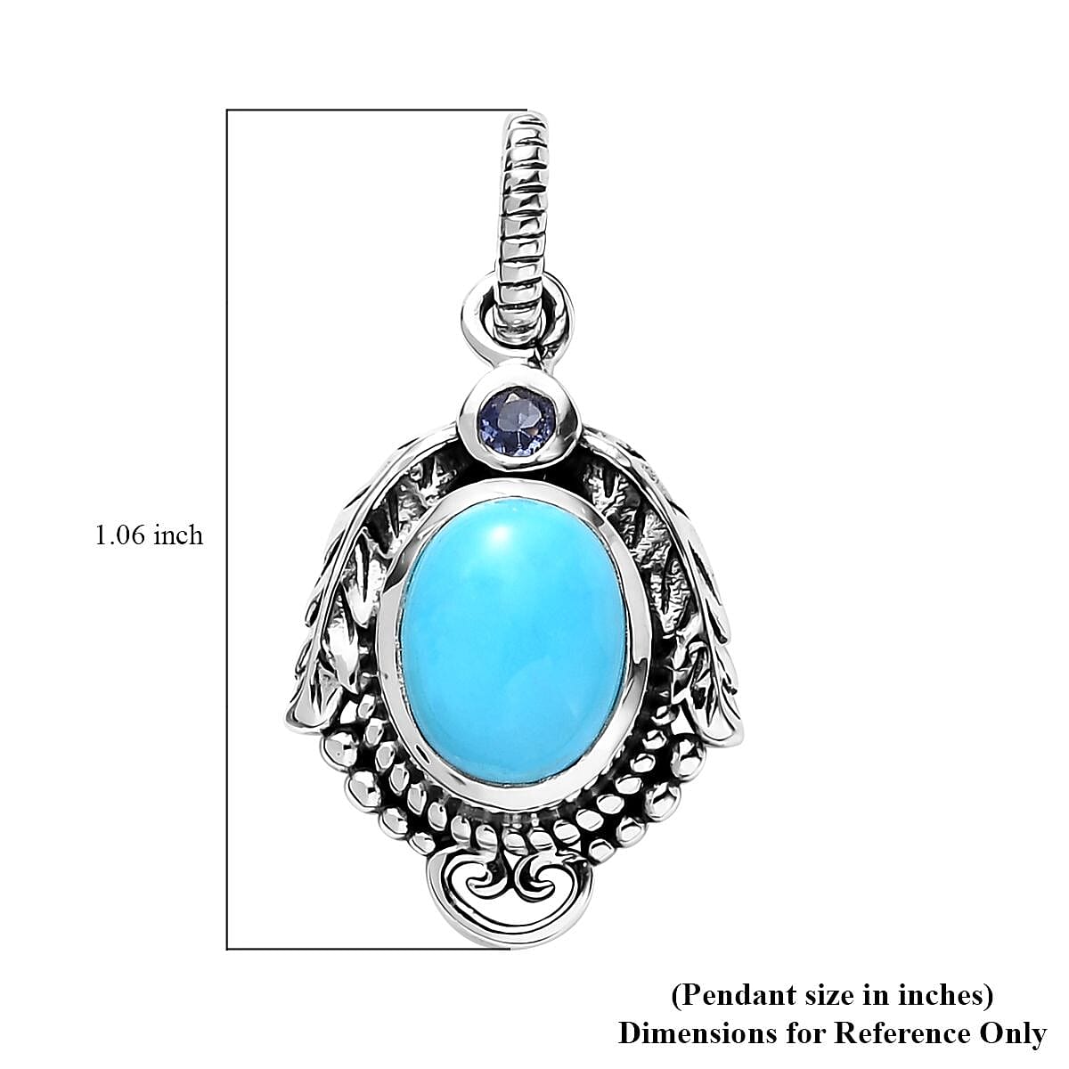 Artisan Crafted Sleeping Beauty Turquoise and Tanzanite Leaves Pendant in Sterling Silver 1.50 ctw