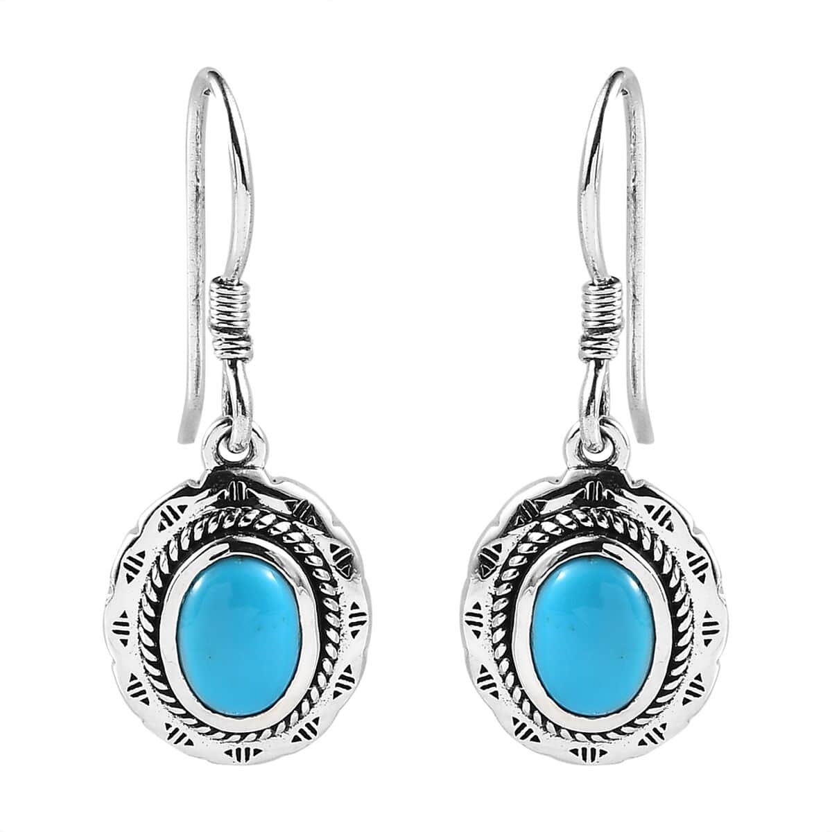 Artisan Crafted Sleeping Beauty Turquoise Dangle Earrings in Sterling Silver 2.35 ctw image number 0