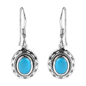 Artisan Crafted Sleeping Beauty Turquoise Dangle Earrings in Sterling Silver 2.35 ctw