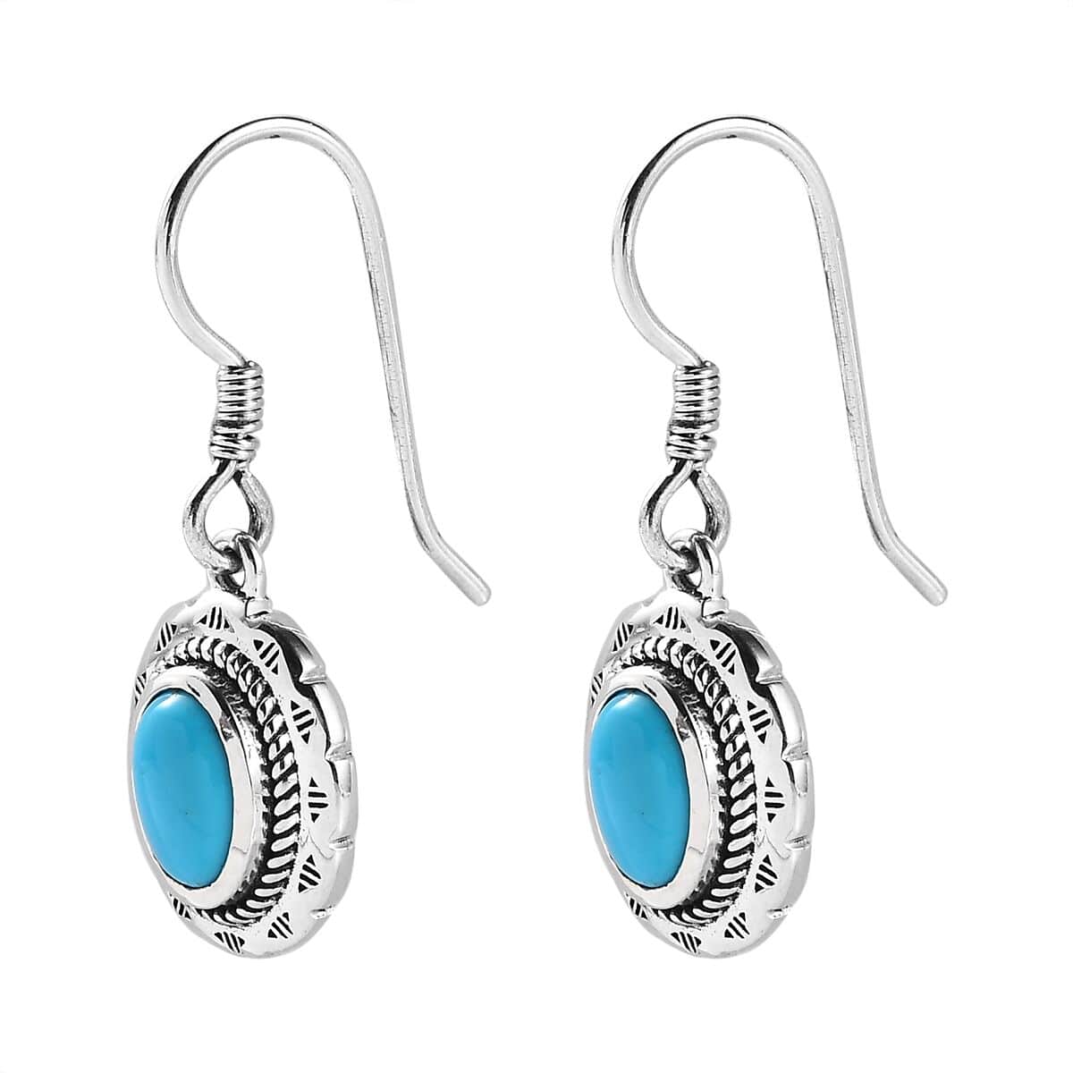 Artisan Crafted Sleeping Beauty Turquoise Dangle Earrings in Sterling Silver 2.35 ctw image number 3