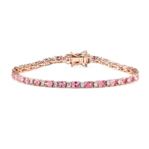 Premium Natural Calabar Pink Tourmaline and Moissanite Tennis Bracelet in Vermeil Rose Gold Over Sterling Silver (7.25 In) 5.60 ctw