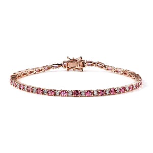 Premium Natural Calabar Pink Tourmaline and Moissanite Tennis Bracelet in Vermeil Rose Gold Over Sterling Silver (8.00 In) 6.65 ctw