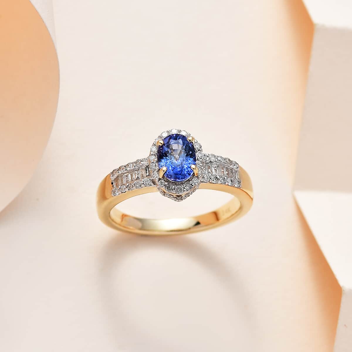 Luxoro 14K Yellow Gold AAA Ceylon Blue Sapphire and G-H I3 Diamond Ring (Size 6.0) 1.50 ctw image number 1