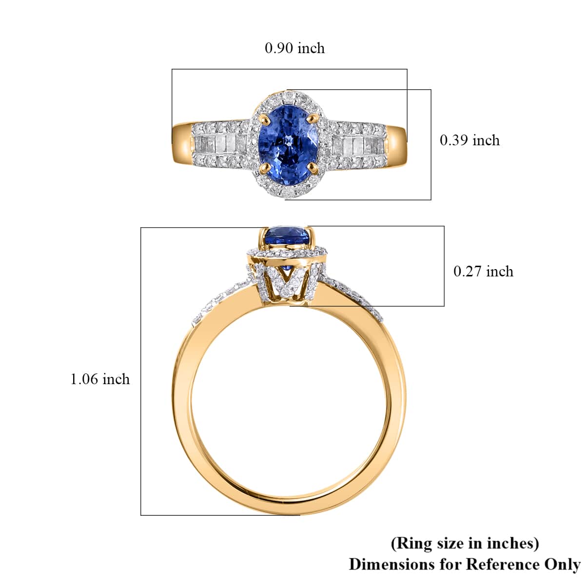 Luxoro 14K Yellow Gold AAA Ceylon Blue Sapphire and G-H I3 Diamond Ring (Size 6.0) 1.50 ctw image number 5