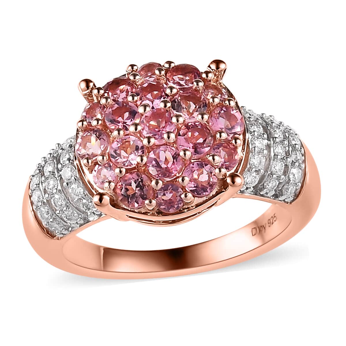 Natural Calabar Pink Tourmaline and Moissanite Ring in Vermeil Rose Gold Over Sterling Silver (Size 10.0) 1.75 ctw image number 0