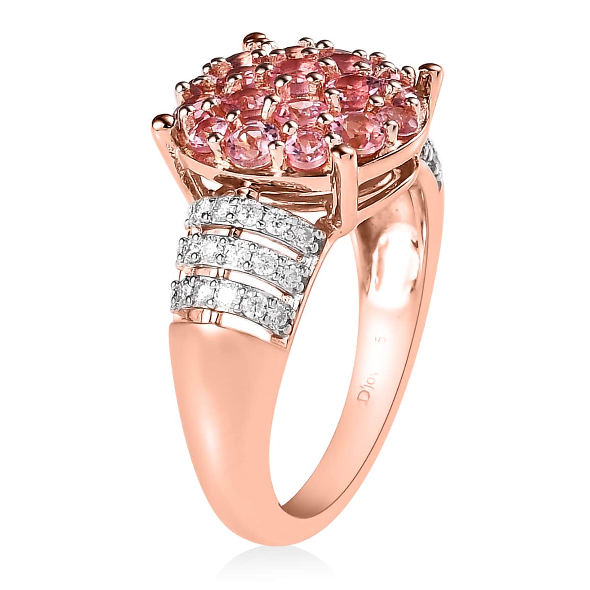 Natural Calabar Pink Tourmaline and Moissanite Ring in Vermeil Rose Gold Over Sterling Silver (Size 10.0) 1.75 ctw image number 3