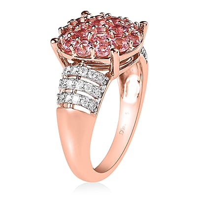 Premium Natural Calabar Pink Tourmaline and Moissanite Ring in Vermeil Rose Gold Over Sterling Silver (Size 10.0) 1.75 ctw
