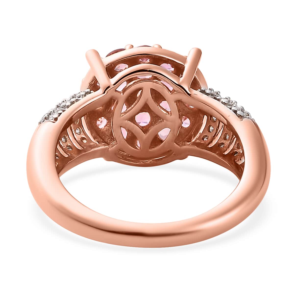 Natural Calabar Pink Tourmaline and Moissanite Ring in Vermeil Rose Gold Over Sterling Silver (Size 10.0) 1.75 ctw image number 4