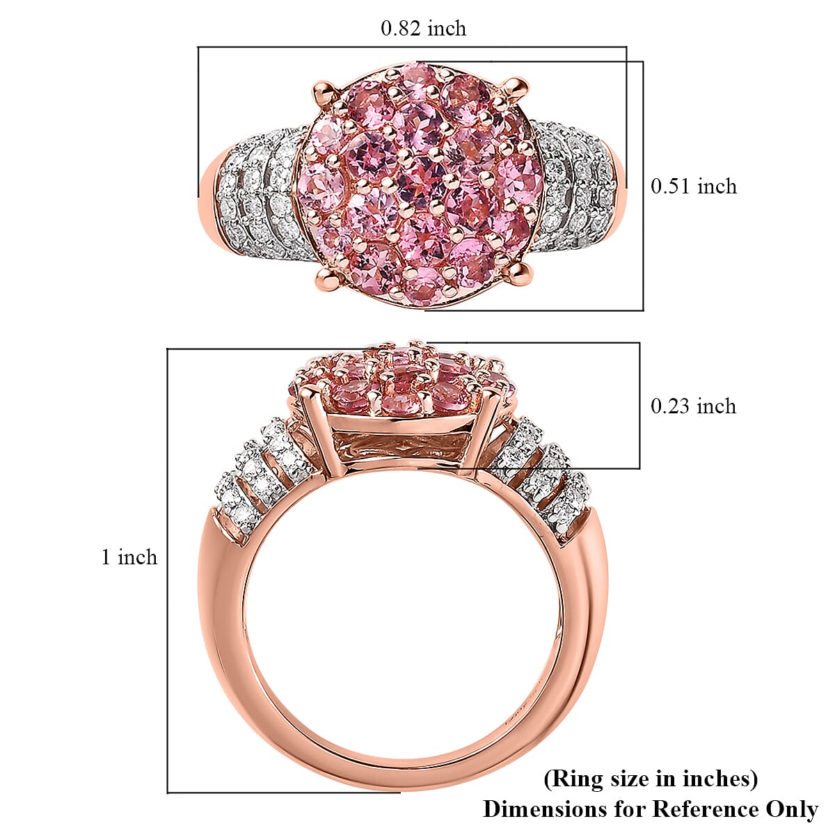 Premium Natural Calabar Pink Tourmaline and Moissanite Ring in Vermeil Rose Gold Over Sterling Silver (Size 10.0) 1.75 ctw