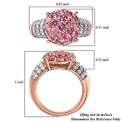 Premium Natural Calabar Pink Tourmaline and Moissanite Ring in Vermeil Rose Gold Over Sterling Silver (Size 10.0) 1.75 ctw