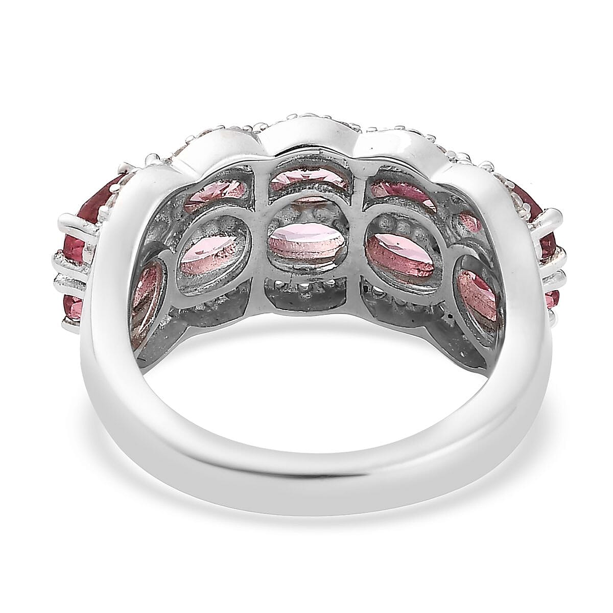Morro Redondo Pink Tourmaline and White Zircon Ring in Platinum Over Sterling Silver, Pink Tourmaline Jewelry, Pink Gifts For Her 2.75 ctw
