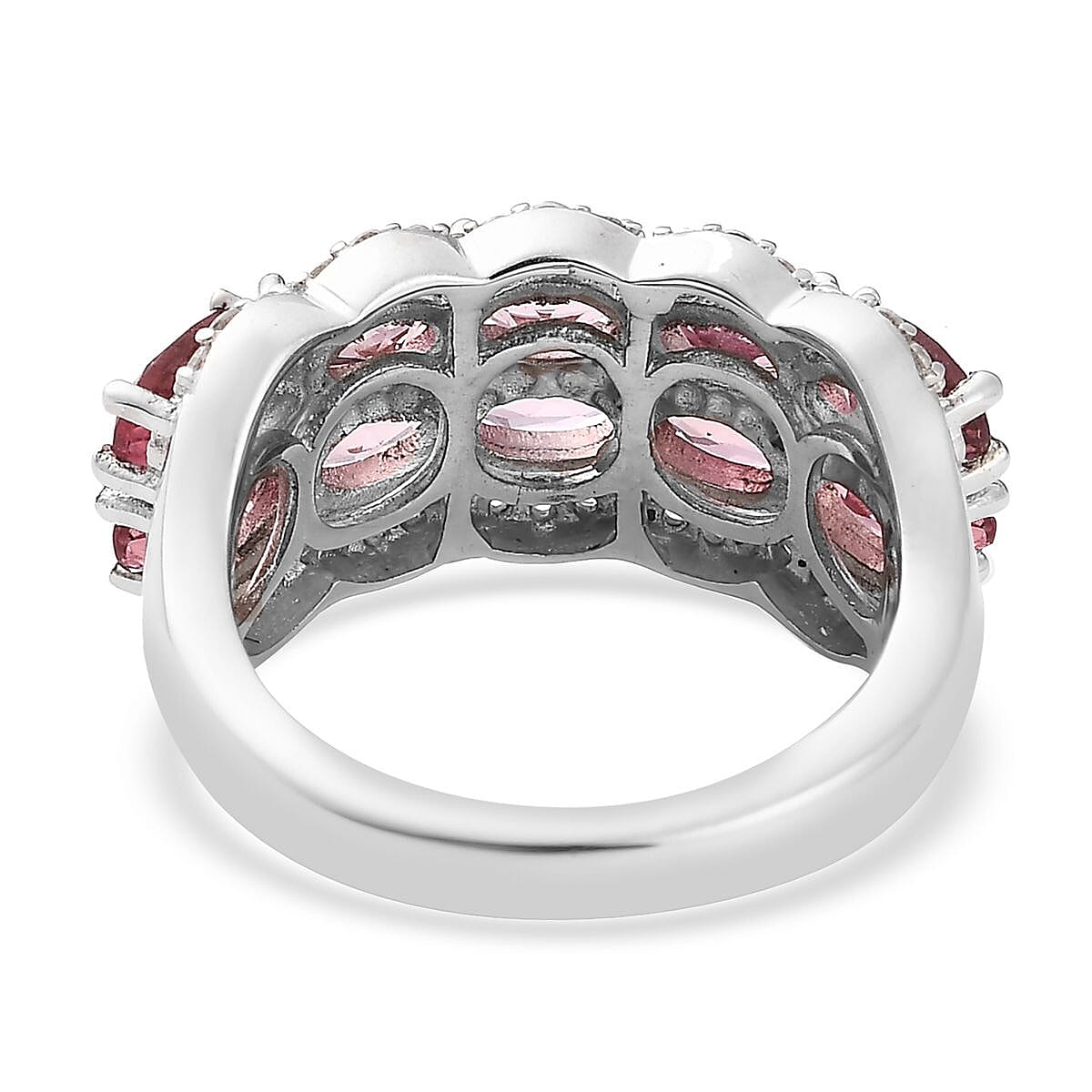 Morro Redondo Pink Tourmaline and White Zircon Ring in Platinum Over Sterling Silver, Pink Tourmaline Jewelry, Pink Gifts For Her 2.75 ctw image number 4