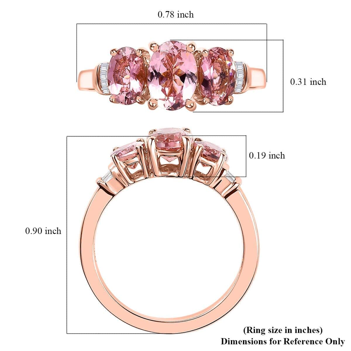 Luxoro 14K Rose Gold AAA Natural Calabar Pink Tourmaline, Diamond (G-H, I3) Ring (Size 10.0) (Del. 7-10 Days) 1.75 ctw image number 5