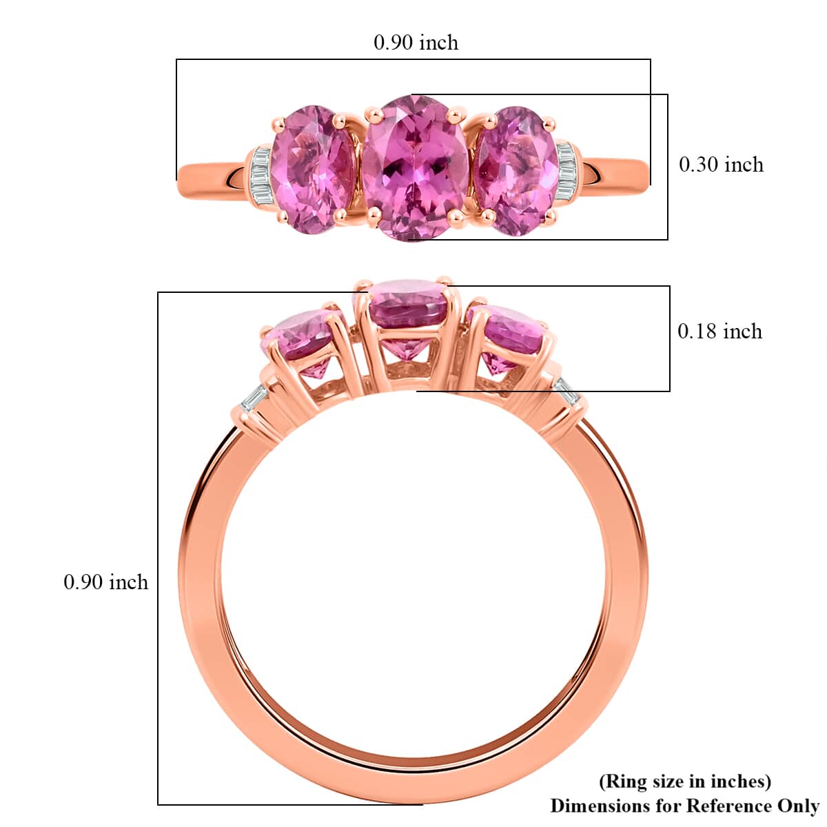 Luxoro 14K Rose Gold AAA Natural Calabar Pink Tourmaline and G-H I3 Diamond Ring (Size 5.0) 1.75 ctw (Del. 7-10 Days) image number 5